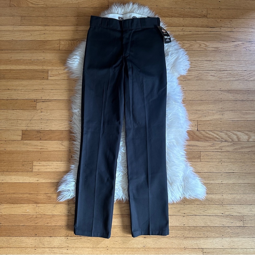 NWT dickies 874 original fit black canvas straight leg high waist pants 4 / 27